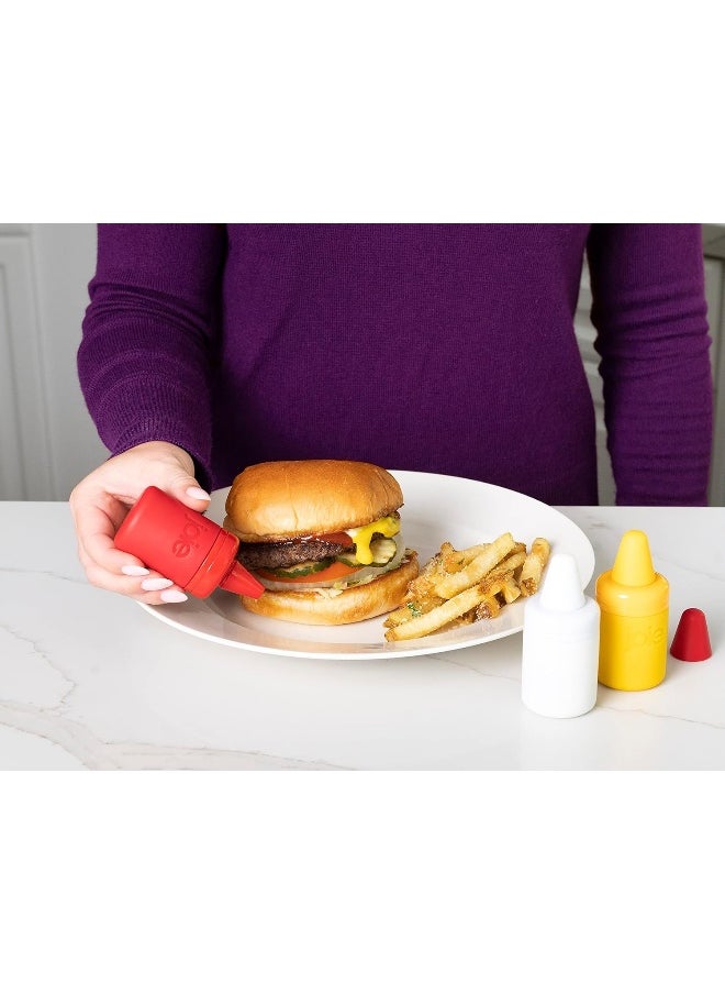joie - Joie Condiment Mini Squeeze Bottles with Nozzle Caps, Non-Stick Silicone, Set of 3 - Image 1