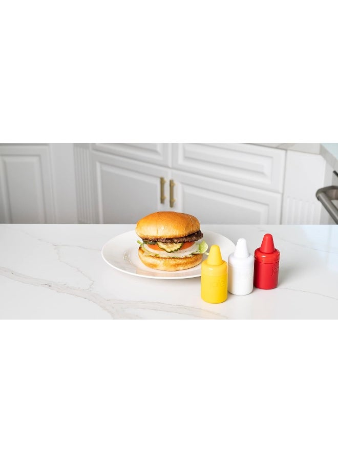 joie - Joie Condiment Mini Squeeze Bottles with Nozzle Caps, Non-Stick Silicone, Set of 3 - Image 1