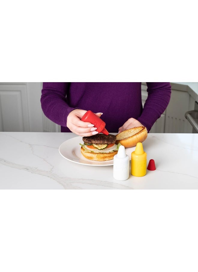 joie - Joie Condiment Mini Squeeze Bottles with Nozzle Caps, Non-Stick Silicone, Set of 3 - Image 1
