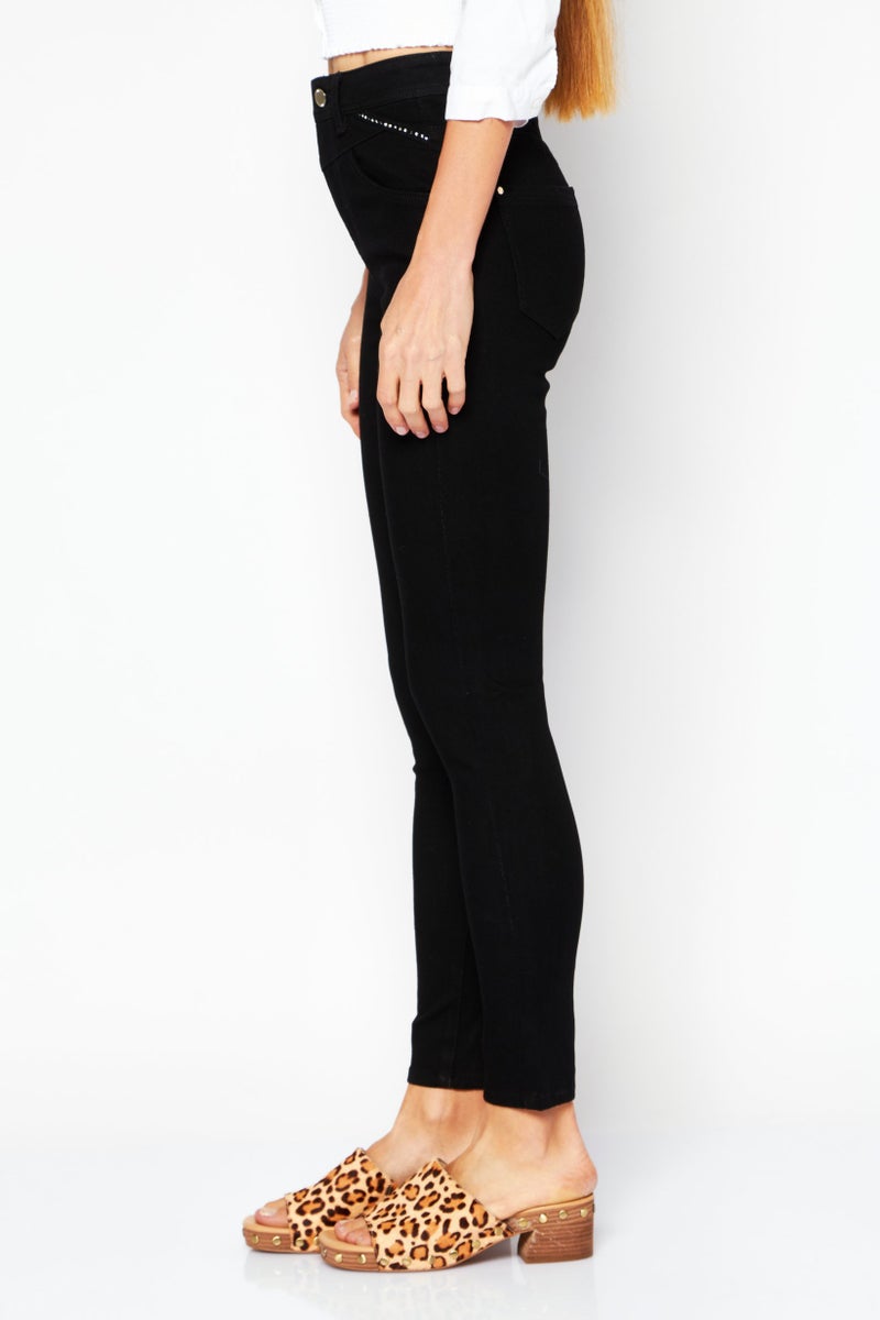 VERO MODA Women Regular Fit Washed Denim Jeans, Black - Image 2