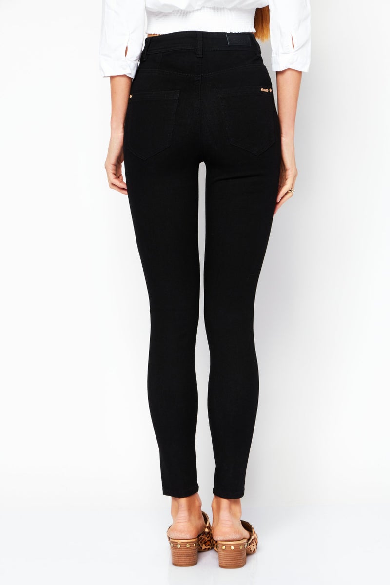 VERO MODA Women Regular Fit Washed Denim Jeans, Black - Image 4