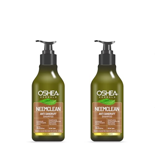 Oshea Herbals Neemclean Anti Dandruff Shampoo | Controls Dandruff, Deep Cleansing with Healthy & Itch Free Scalp | Enriched with Neem & Fenugreek | Paraben & Silicon Free 300ml (Pack of 2) - Image 1