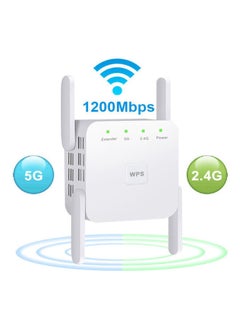 راوتر لاسلكي معزز لإشارة الواي فاي بتقنية 5G . أبيض