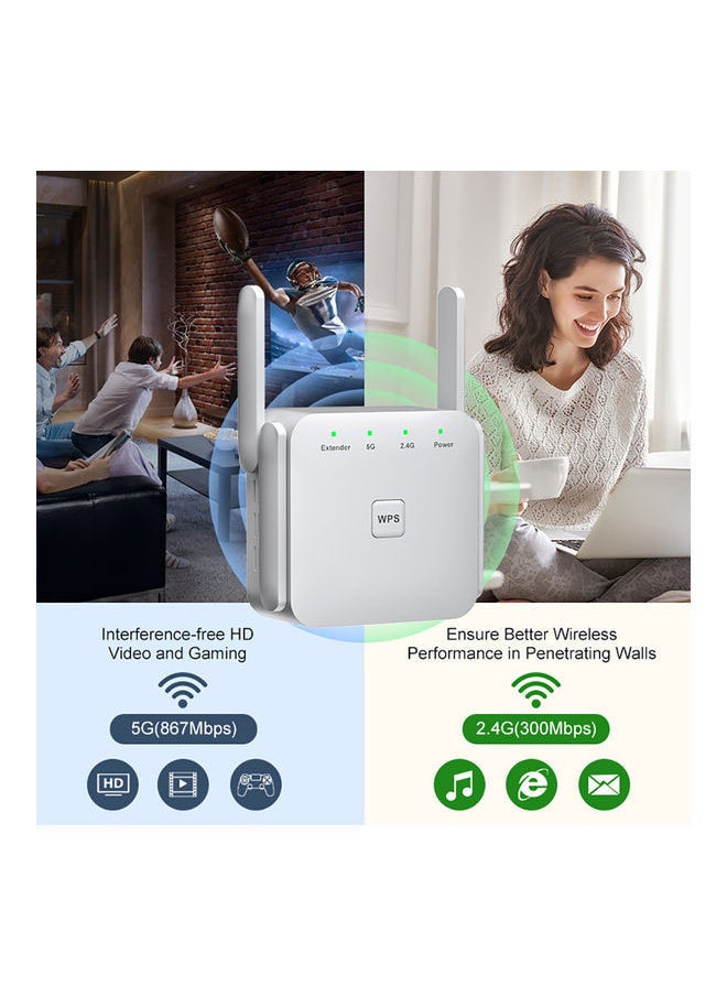 ماركة غير محددة - راوتر لاسلكي معزز لإشارة الواي فاي بتقنية 5G . أبيض - Image 1