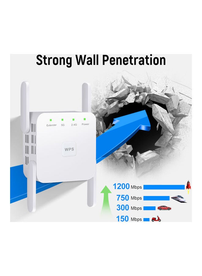 ماركة غير محددة - راوتر لاسلكي معزز لإشارة الواي فاي بتقنية 5G . أبيض - Image 1