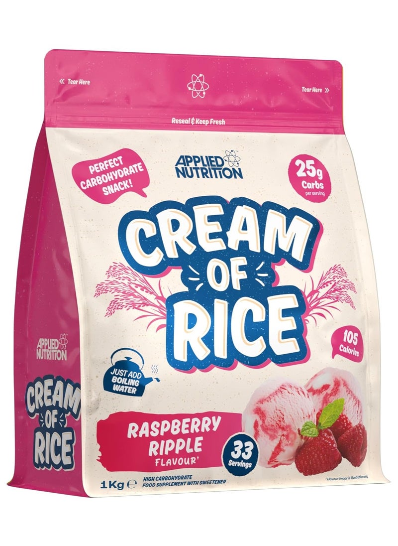 Applied Nutrition Cream of Rice High Carbohydrate Cream of Rice Supplement Raspberry Ripple Flavour 1 kg  - Image 1
