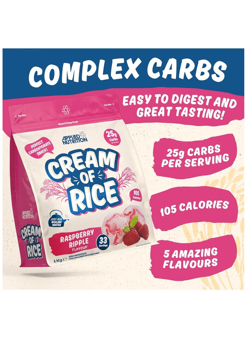 Applied Nutrition Cream of Rice High Carbohydrate Cream of Rice Supplement Raspberry Ripple Flavour 1 kg  - Image 2