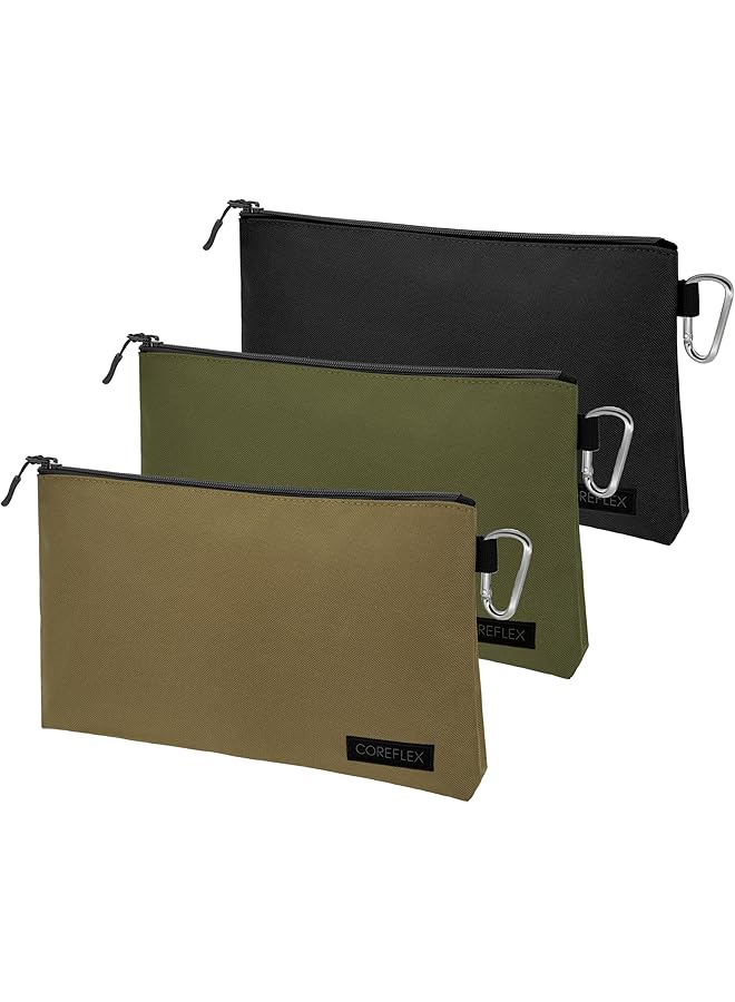 promass 3 Pack Premium Tool Pouch Zipper Bag, Small Tool Bag, Multipurpose Storage pouch, Heavy duty Flat Bottom Tool bag with YKK Zipper for Tools, Gadgets, Cosmetics, Stationary. 12 X 7 X 2 inches - Image 1