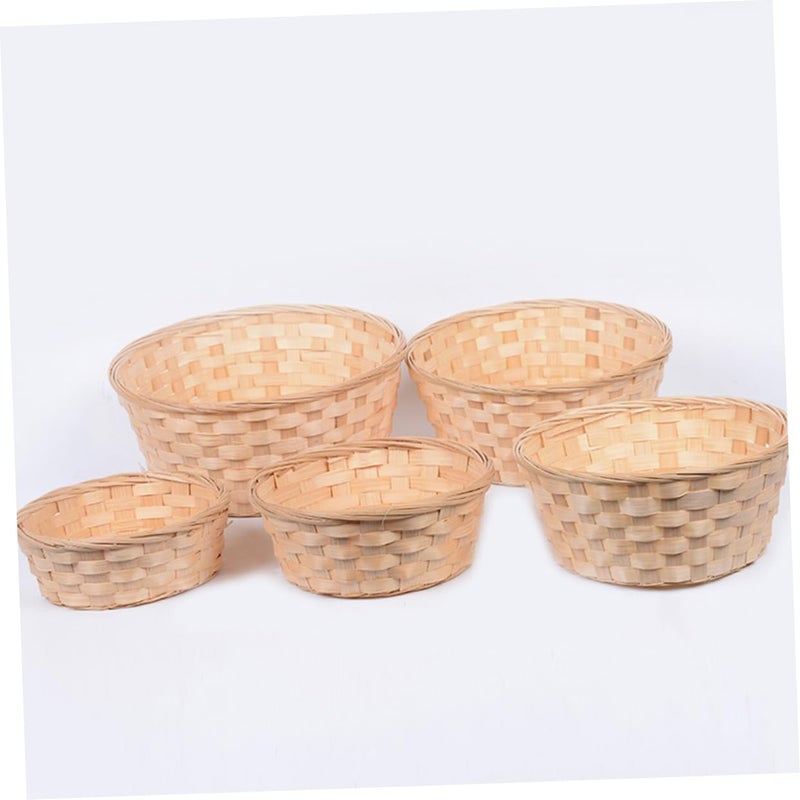3Pcs Bamboo Storage Baskets With Lids Woven Organizer For Home 7X18CM - Image 5