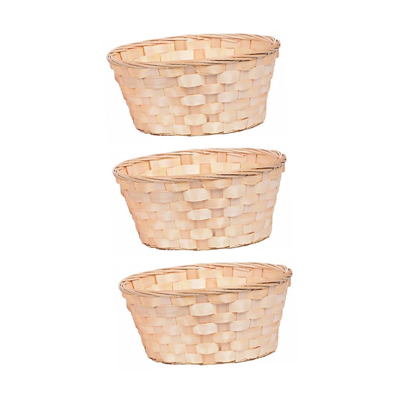 3Pcs Bamboo Storage Baskets With Lids Woven Organizer For Home 7X18CM - Image 2