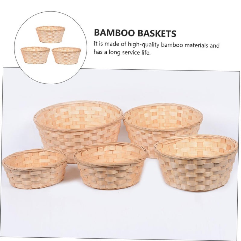3Pcs Bamboo Storage Baskets With Lids Woven Organizer For Home 7X18CM - Image 4