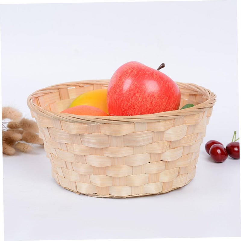 3Pcs Bamboo Storage Baskets With Lids Woven Organizer For Home 7X18CM - Image 3