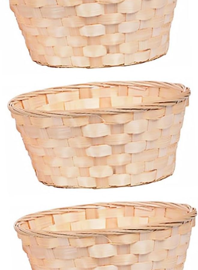 3Pcs Bamboo Storage Baskets With Lids Woven Organizer For Home 7X18CM - Image 1