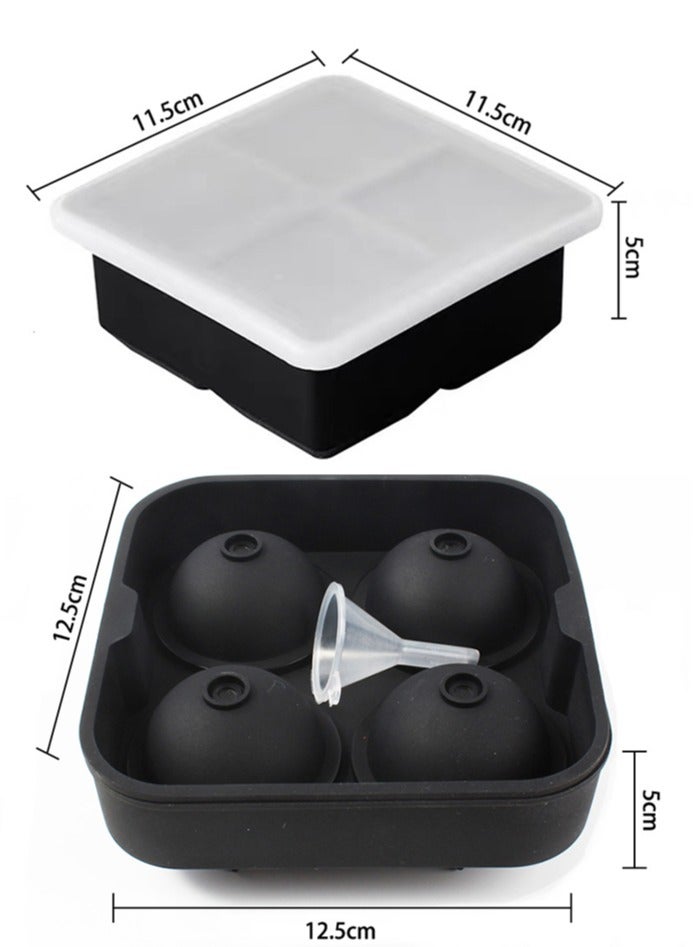 Beauenty 2PCS Ice Cube Trays , Sphere Ice Ball Maker with Lid & Large Square Ice Cube Maker for juice, Cocktails and Homemade, Keep Drinks Chilled Black - Image 2