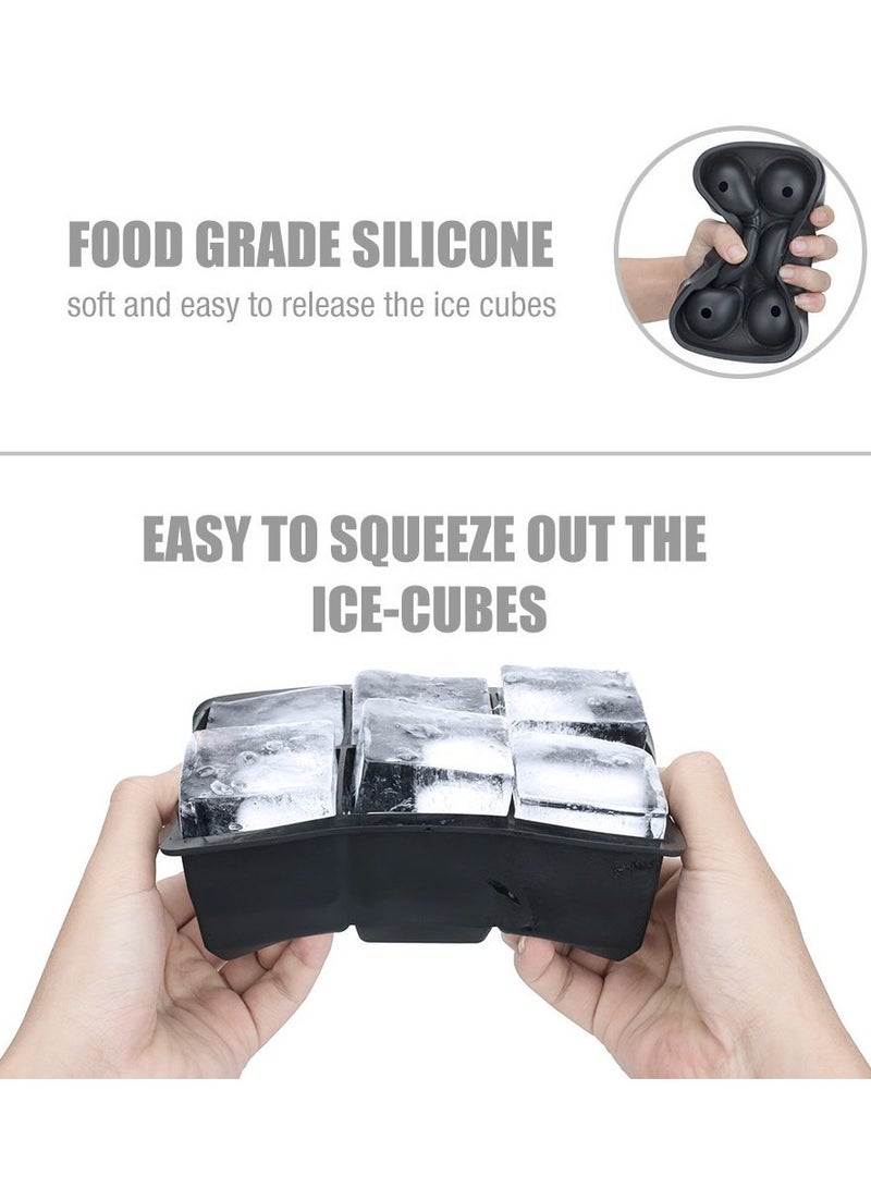 Beauenty 2PCS Ice Cube Trays , Sphere Ice Ball Maker with Lid & Large Square Ice Cube Maker for juice, Cocktails and Homemade, Keep Drinks Chilled Black - Image 3
