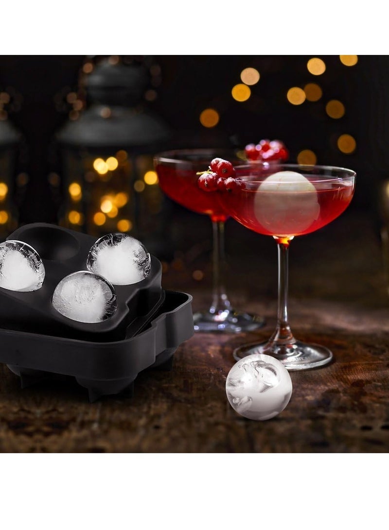 Beauenty 2PCS Ice Cube Trays , Sphere Ice Ball Maker with Lid & Large Square Ice Cube Maker for juice, Cocktails and Homemade, Keep Drinks Chilled Black - Image 4