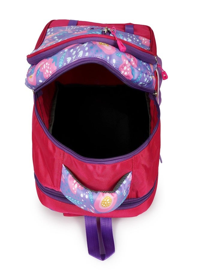 COMPASS Printed Design Stylish 2 Portion Backpack School Bag With Utility Front Pocket For Boys & Girls, Large 19" SIze Waterproof (Pink multicolor) - Image 5