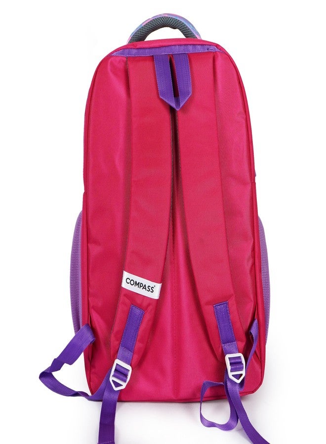 COMPASS Printed Design Stylish 2 Portion Backpack School Bag With Utility Front Pocket For Boys & Girls, Large 19" SIze Waterproof (Pink multicolor) - Image 4