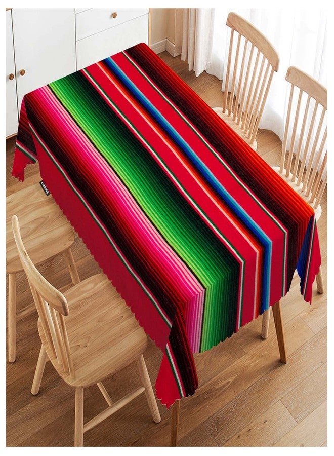 Swono Decorative Rectangle Table Cloth Mexican Style, Traditional Blankets Colorful Stripes Polyester Tablecloth Kitchen Table Cover for Dining BBQ Picnic Coffee Table 50x72, 4-6 Seats - Image 1