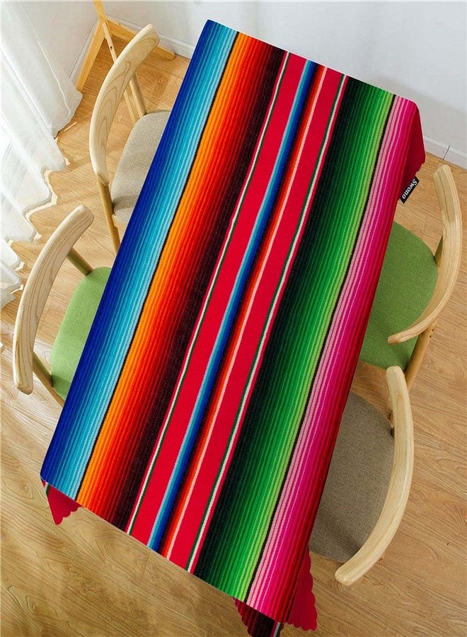 Swono Decorative Rectangle Table Cloth Mexican Style, Traditional Blankets Colorful Stripes Polyester Tablecloth Kitchen Table Cover for Dining BBQ Picnic Coffee Table 50x72, 4-6 Seats - Image 2