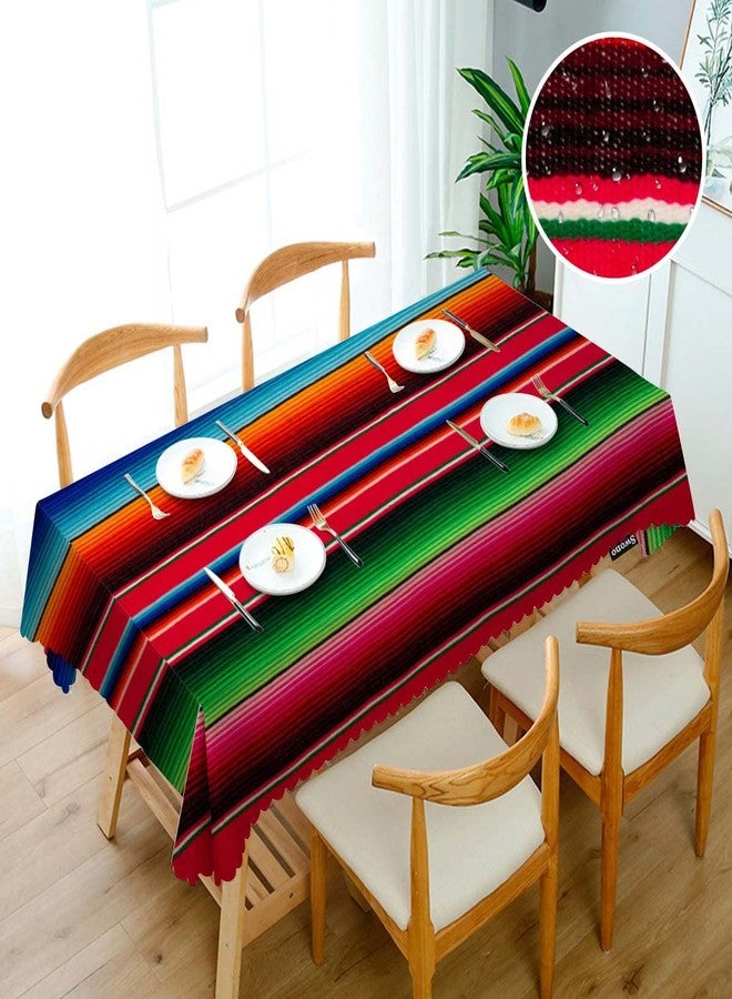 Swono Decorative Rectangle Table Cloth Mexican Style, Traditional Blankets Colorful Stripes Polyester Tablecloth Kitchen Table Cover for Dining BBQ Picnic Coffee Table 50x72, 4-6 Seats - Image 3