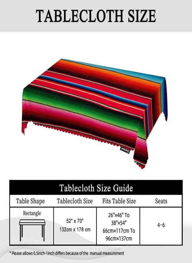Swono Decorative Rectangle Table Cloth Mexican Style, Traditional Blankets Colorful Stripes Polyester Tablecloth Kitchen Table Cover for Dining BBQ Picnic Coffee Table 50x72, 4-6 Seats - Image 5