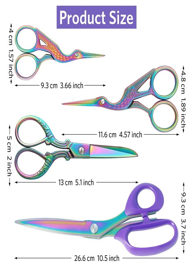 Asdirne Titanium Coating Sewing Scissors Bundle, Professional Fabric Scissors Set, Ultra-Sharp Stainless Steel Blades, Ergonomic Handle, Great for Tailor, Embroidery, Craft, 10.5"/5.1"/4.5"/3.6" - Image 4