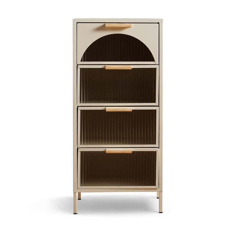 Pan Home خزانة عرض كريمية مع 4 أدراج للمنزل - Image 5