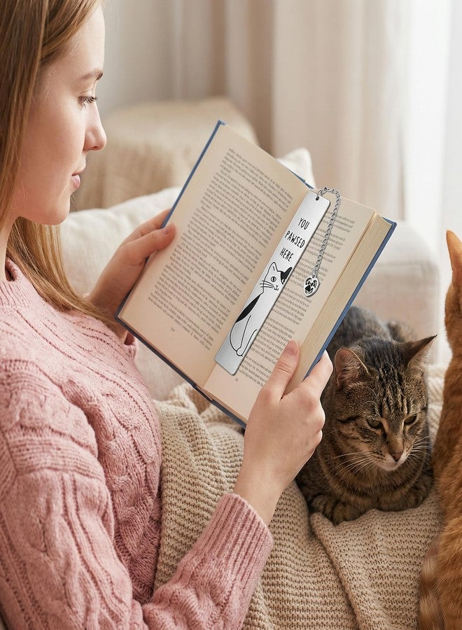 Thrymme 2 Pcs Cat Bookmarks, Metal Cat Book Marks for Reading Women Cute Bookmarks Aesthetics Animal Books Accessories for Adults Student, Perfect Gift for Cats & Reading Lovers - Image 5