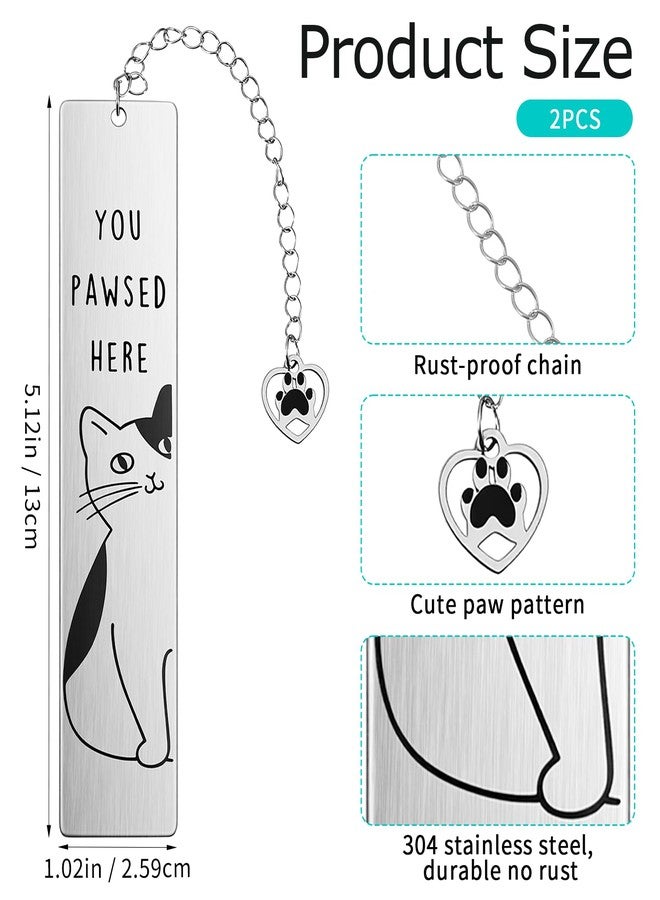 Thrymme 2 Pcs Cat Bookmarks, Metal Cat Book Marks for Reading Women Cute Bookmarks Aesthetics Animal Books Accessories for Adults Student, Perfect Gift for Cats & Reading Lovers - Image 2