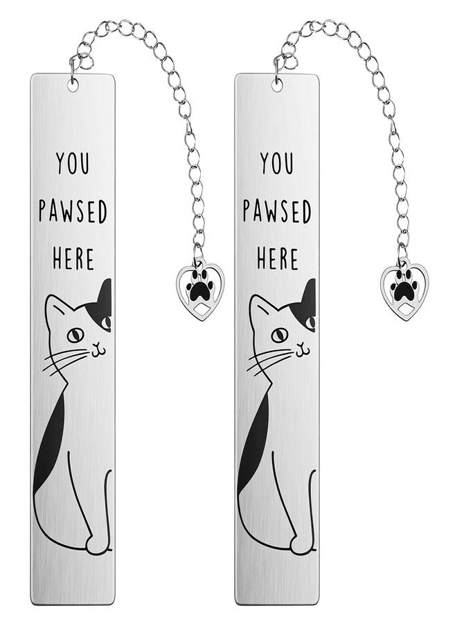 Thrymme 2 Pcs Cat Bookmarks, Metal Cat Book Marks for Reading Women Cute Bookmarks Aesthetics Animal Books Accessories for Adults Student, Perfect Gift for Cats & Reading Lovers - Image 1