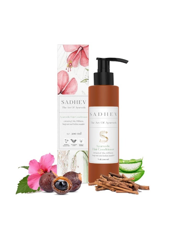 Sadhev Ayurvedic Hair Conditioner With Extracts Of Aloe, Hibiscus, Soap Nut And Indian Maddar For Deep Condition And Nourishment 200ml - Image 1