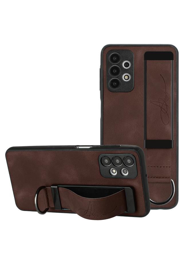 S-TOP Case For Samsung Galaxy A52 5G Wristband Holder Leather Back Phone Case - Image 1
