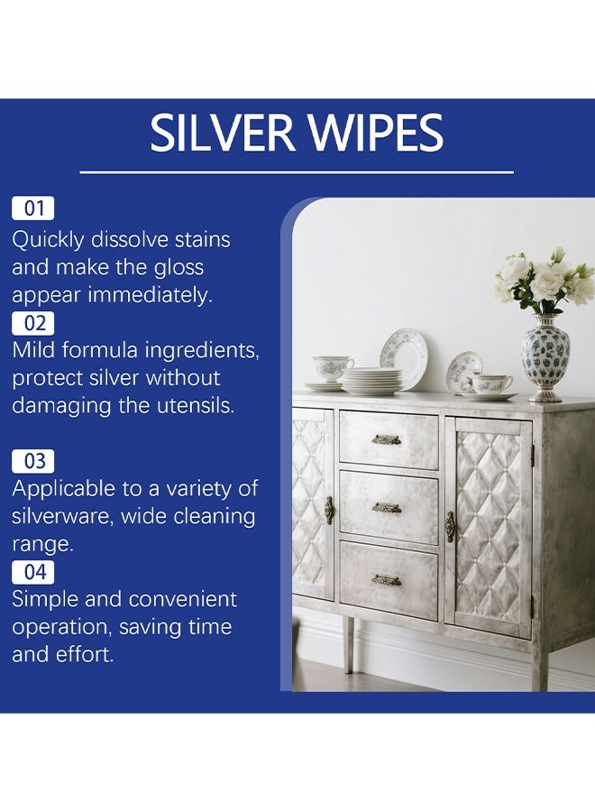 JUE FISH 40 Pieces Jewelry Polish Cleaner Sliver Wipes, Jewelry Cleaner Wipes Remover, Instant Silver Cleaner Wipes For Home & Kitchen Use, Instant Silver Cleaner Wipes Without Silver Loss (Silver Polish) - Image 5