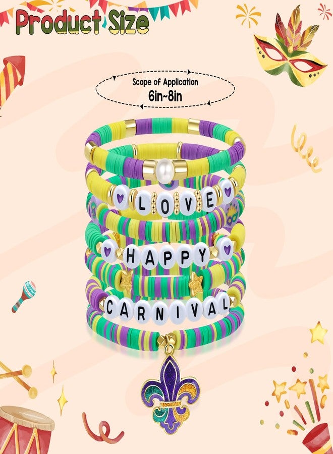 Joyline Mardi Gras Bracelet for Women Purple Green Gold Beaded Stackable Stretch Bracelets for Mardi Gras Carnival Celebrations Party Jewelry Gifts (Carnival-B) - Image 3