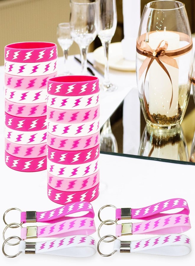 كوبا بلاي مجموعة CupaPlay من 24 قطعة من أساور المعصم المطاطية على شكل صاعقة، باللون الوردي، مثالية لحفلات أعياد الميلاد ذات الطابع البرقي، مصنوعة من السيليكون. - Image 4