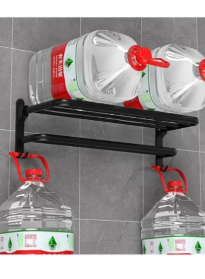 شور رف منشفة الحمام غير مثقب رف تخزين مثبت على الحائط رف تخزين منشفة قابلة للطي - Image 3