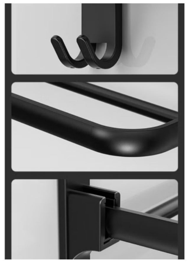 شور رف منشفة الحمام غير مثقب رف تخزين مثبت على الحائط رف تخزين منشفة قابلة للطي - Image 5