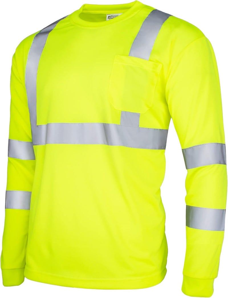 JORESTECH Safety Shirt High Visibility Reflective Yellow Long Sleeve with Front Pocket ANSI Class 3 Type R - Image 1