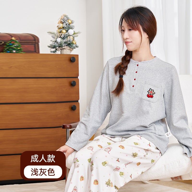 Andan Christmas Limited Edition Children'S Cotton Thermal Underwear Set Women'S Pajamas Long-Sleeve Long Pants Loungewear - Image 1
