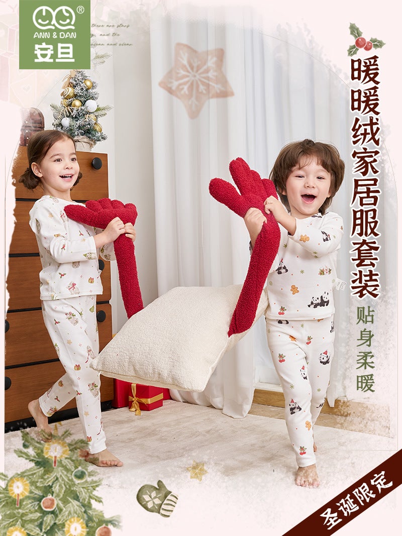 Andan Christmas Limited Edition Children'S Cotton Thermal Underwear Set Women'S Pajamas Long-Sleeve Long Pants Loungewear - Image 2