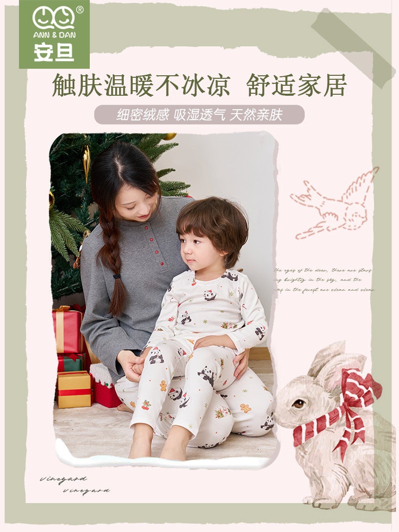 Andan Christmas Limited Edition Children'S Cotton Thermal Underwear Set Women'S Pajamas Long-Sleeve Long Pants Loungewear - Image 3