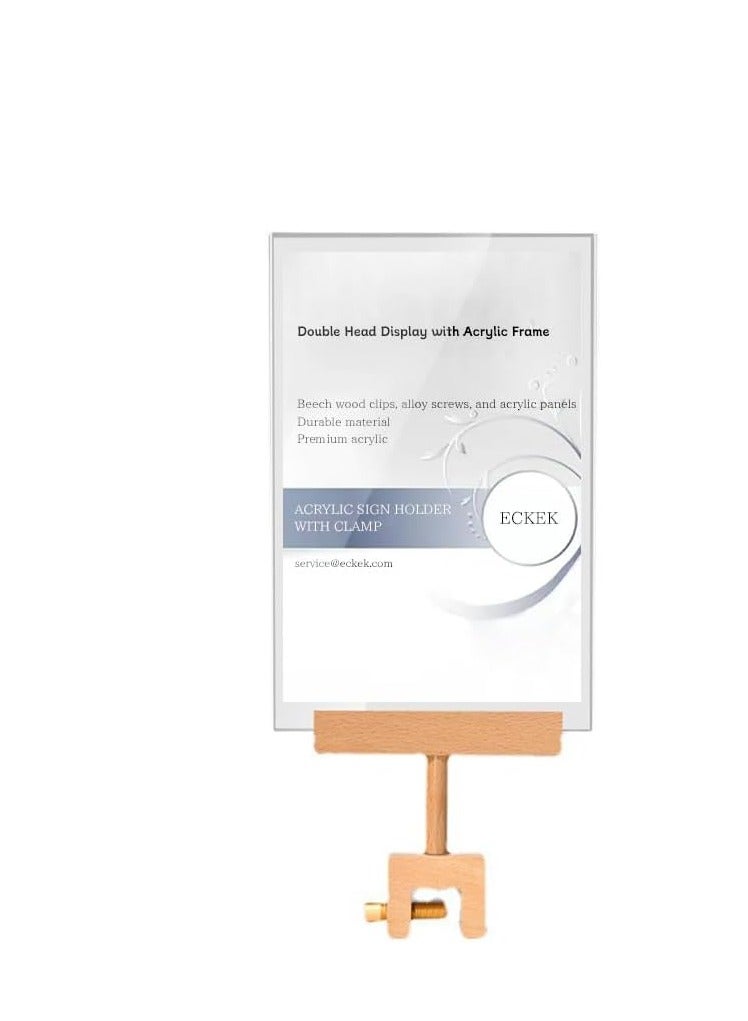 Eckek   Acrylic Sign Holder with Clamp Double Head Display with Acrylic Frame Sign Holder Price Tag Clip for Clothing Stores - Image 1