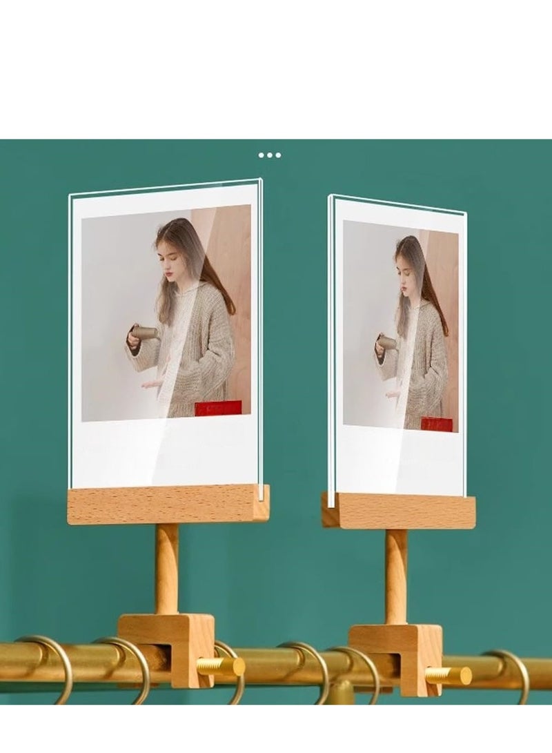 Eckek   Acrylic Sign Holder with Clamp Double Head Display with Acrylic Frame Sign Holder Price Tag Clip for Clothing Stores - Image 3