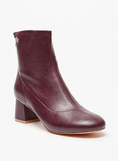 سيليست Women's Solid Ankle Boots with Zip Closure and Block Heels