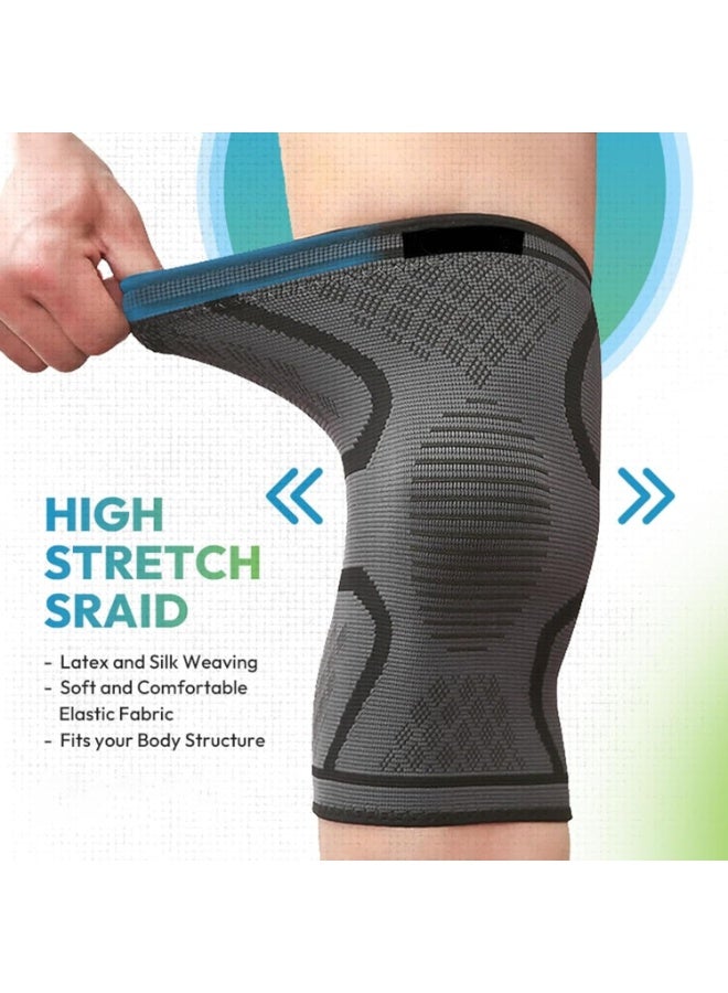 RESONIX 2PCS Knee Compression Sleeves – Anti-Slip Breathable Knee Support Brace for Men & Women, Pain Relief for Arthritis, Meniscus Tear, Joint Injuries，Sports Knee Pads for Running, Cycling, Basketball, Gym (Large) - Image 4