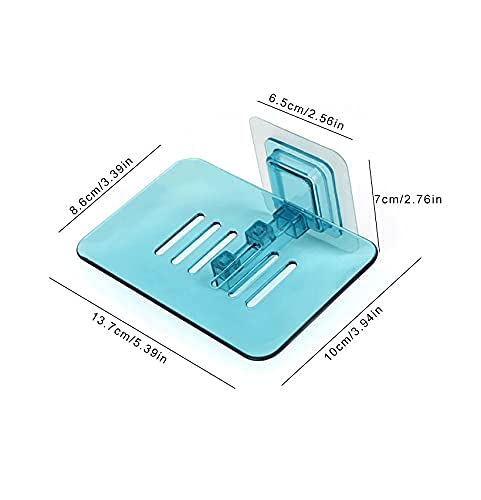 Favhome Wall Mounted Self Adhesive Soap Box Holder With Drain Soap Case With Classic Transparent Design For Modern Bathrooms Kitchen - Mix Colors - Pack Of 2 Pieces - Plastic - Image 2