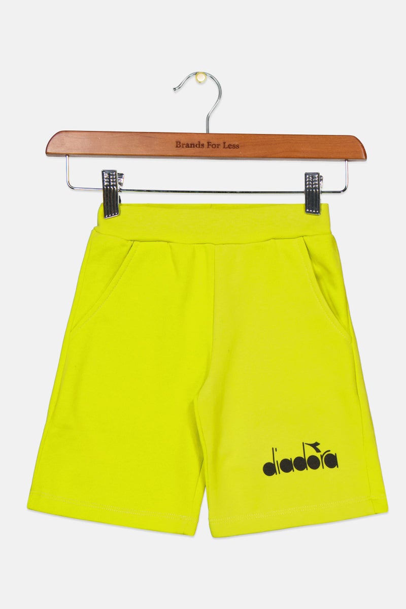 DIADORA Toddlers Boy Brand Logo Basic Shorts, Yellow-Green - Image 1