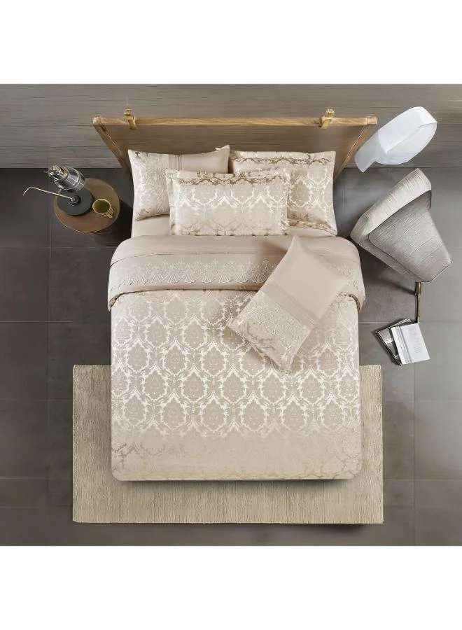 Unique Home Lifestyle Chenille Super King Floral Damask All Season 6 Piece Comforter Set - 260x240cms