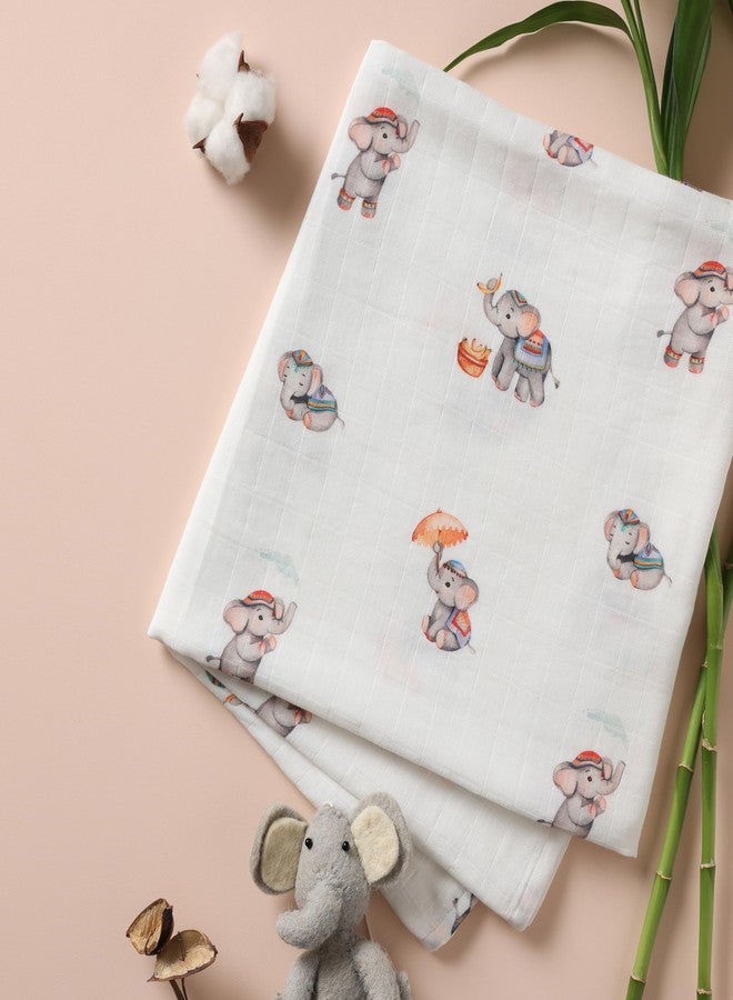 Cugo Soft and Cozy Baby Swaddle Blanket, Adjustable Infant Wrap for Comfortable Sleep, Blend of Breathable Cotton and Soft Bamboo Fabric, Perfect Newborn Gift (Royal Little Elephants) - Image 3